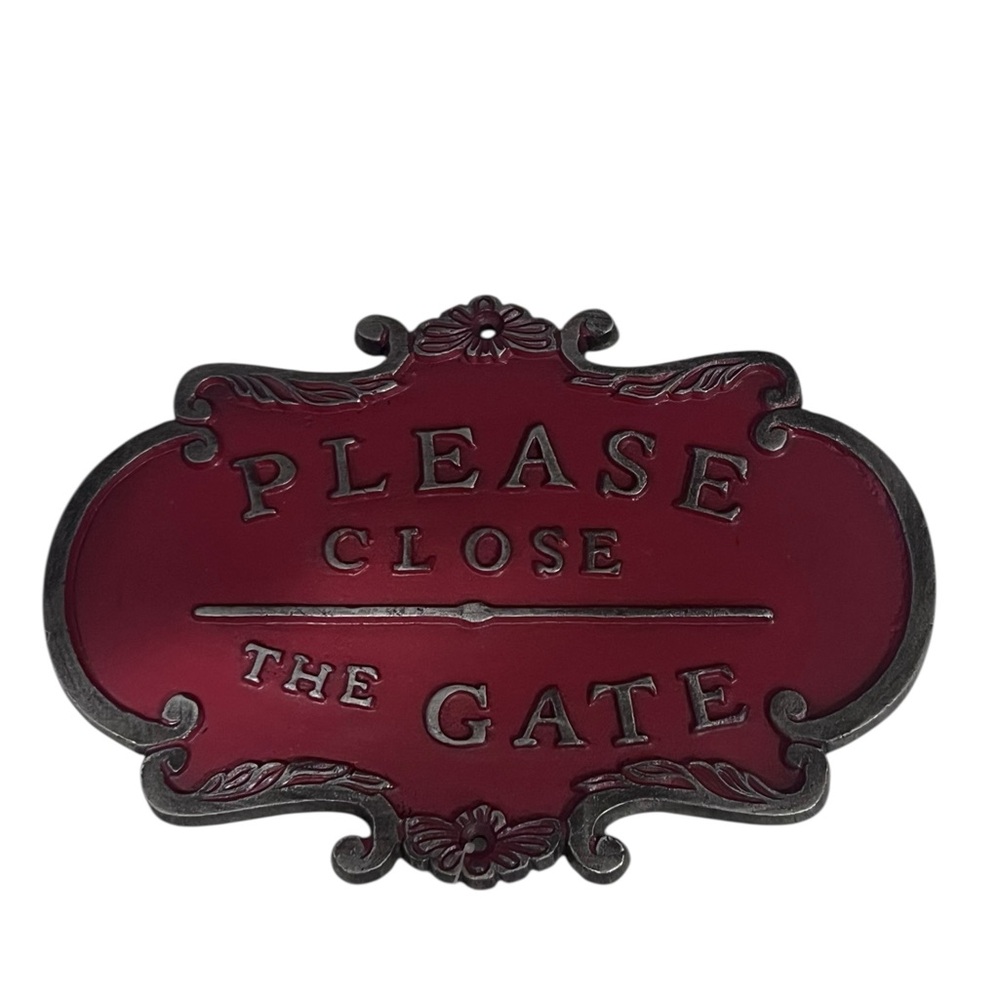 Fancy Please Close the Gate Sign, Cast Iron Sign for Garden Gates Made in India